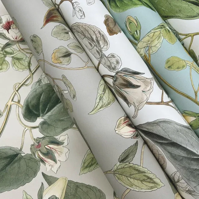 York Wallcoverings Moon Flower White & Blue Wallpaper | Wallpaper Twins York Wallcoverings Moon Flower White & Blue Wallpaper - SKU BL1715