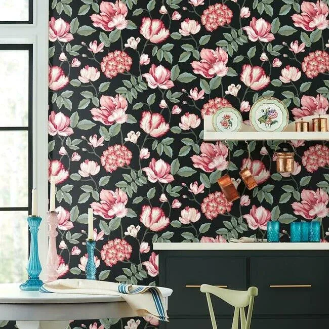 York Wallcoverings Morning Garden Black Wallpaper | Wallpaper Twins York Wallcoverings Morning Garden Black Wallpaper - SKU GR5901