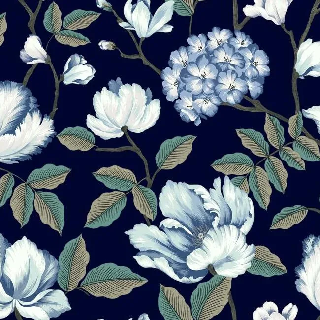 GR5902 | Morning Garden Navy Wallpaper