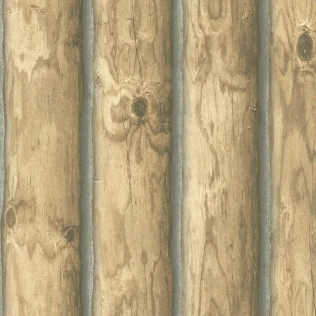 York Wallcoverings Mountain Logs Light Brown Wallpaper - SKU CH7977