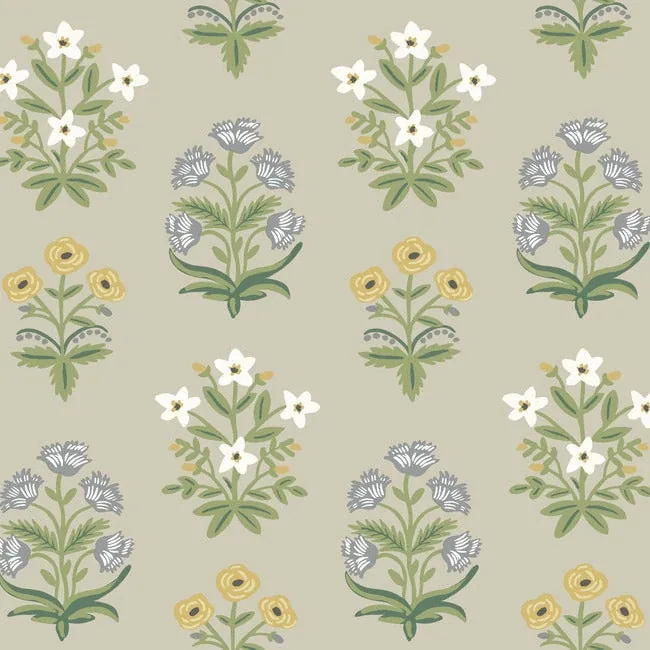 RP7350 | Mughal Rose Beige & Purple Wallpaper
