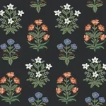 York Wallcoverings Mughal Rose Black & Pink Wallpaper | Wallpaper Twins York Wallcoverings Mughal Rose Black & Pink Wallpaper - SKU RP7348