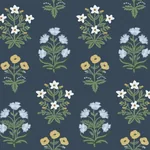 York Wallcoverings Mughal Rose Blue & Purple Wallpaper | Wallpaper Twins York Wallcoverings Mughal Rose Blue & Purple Wallpaper - SKU RP7351