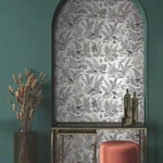 York Wallcoverings Mushroom Garden Toile Black & Grey Wallpaper | Wallpaper Twins York Wallcoverings Mushroom Garden Toile Black & Grey Wallpaper - SKU RT7893