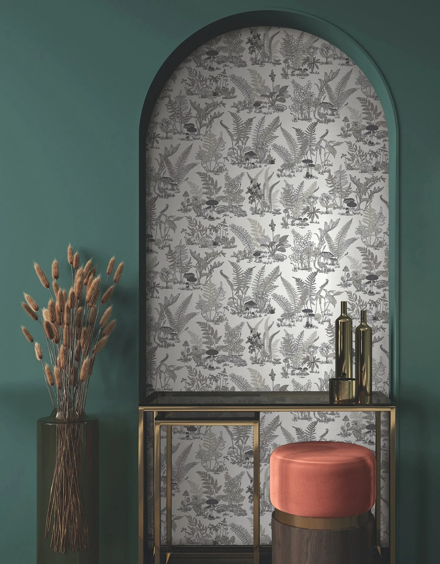 York Wallcoverings Mushroom Garden Toile Black & Grey Wallpaper | Wallpaper Twins York Wallcoverings Mushroom Garden Toile Black & Grey Wallpaper - SKU RT7893