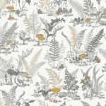 York Wallcoverings Mushroom Garden Toile Neutral & Gold Wallpaper - SKU RT7892