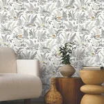 York Wallcoverings Mushroom Garden Toile Neutral & Gold Wallpaper - SKU RT7892