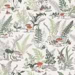 York Wallcoverings Mushroom Garden Toile Red & Green Wallpaper - SKU RT7891