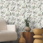 York Wallcoverings Mushroom Garden Toile Red & Green Wallpaper - SKU RT7891