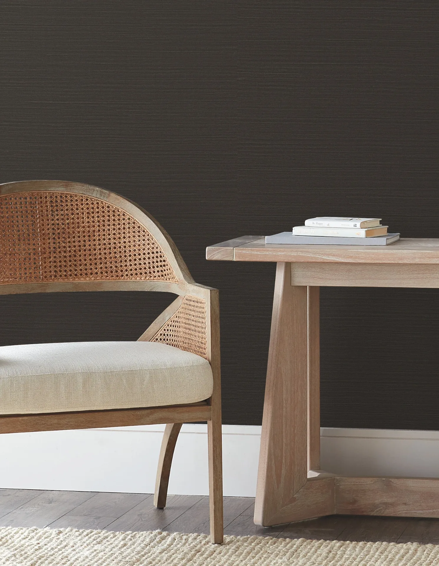 York Wallcoverings Natural Sisal Black Peel & Stick Grasscloth Wallpaper - SKU PSW1593RL
