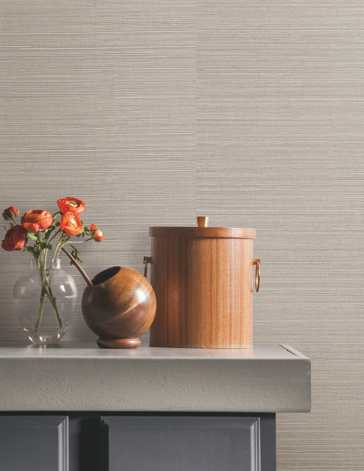 York Wallcoverings Natural Sisal Classic Grey Peel & Stick Grasscloth Wallpaper - SKU PSW1591RL