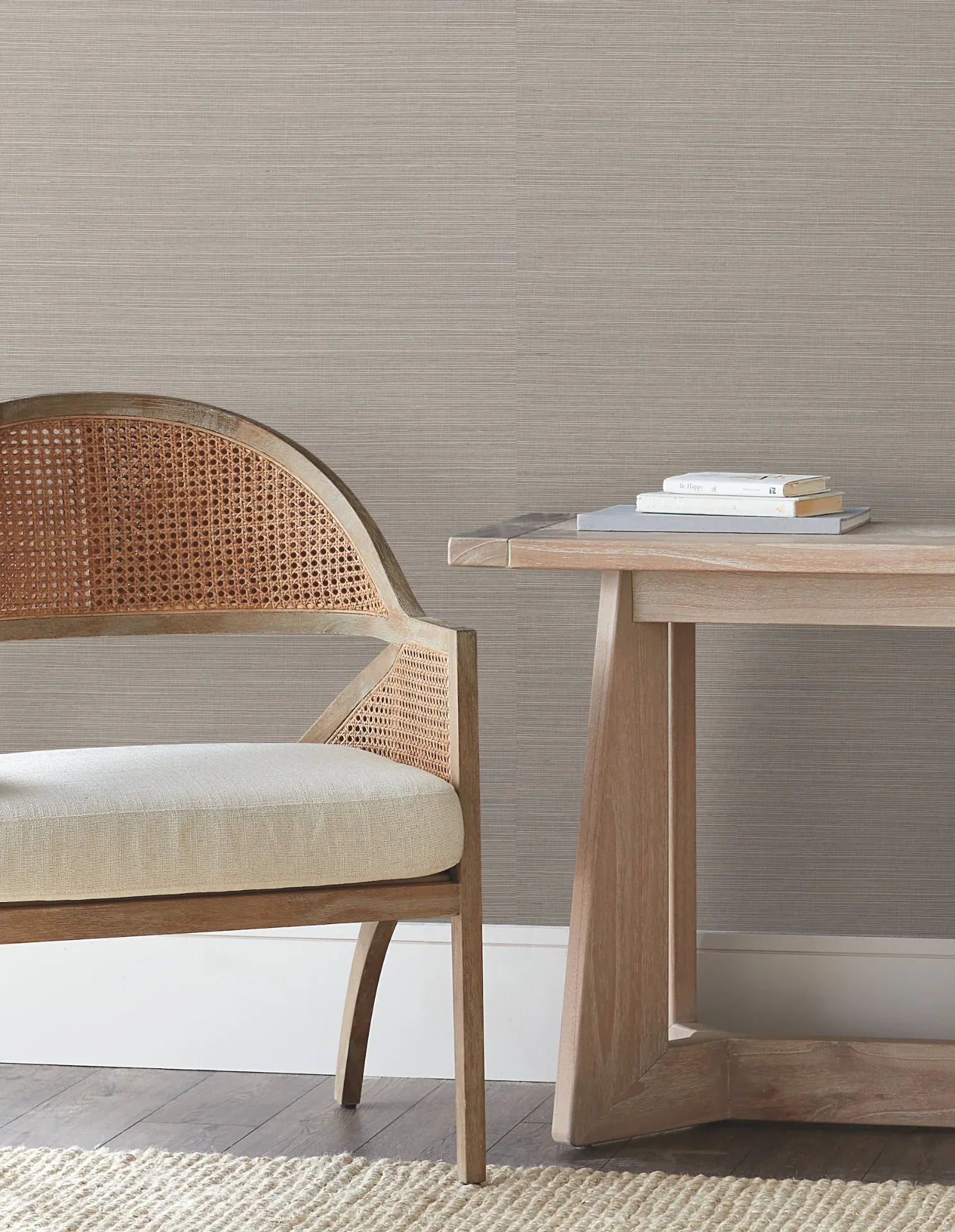 York Wallcoverings Natural Sisal Classic Grey Peel & Stick Grasscloth Wallpaper - SKU PSW1591RL