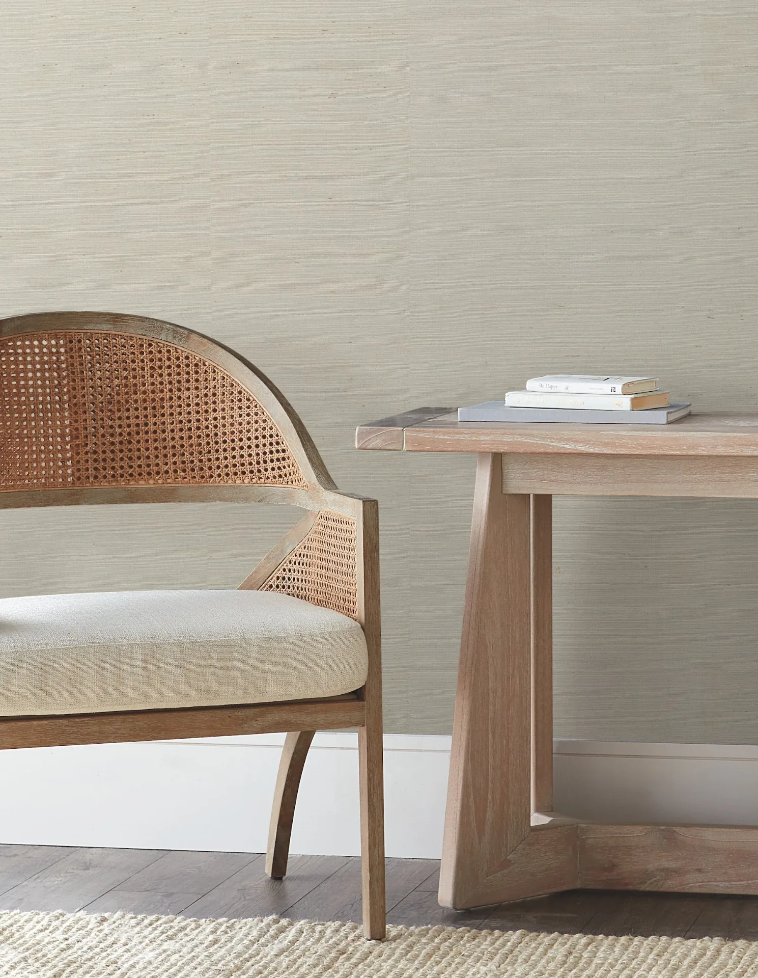 York Wallcoverings Natural Sisal White Peel & Stick Grasscloth Wallpaper - SKU PSW1595RL