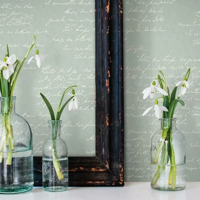 York Wallcoverings Noteworthy Green & White Wallpaper - SKU MH1609