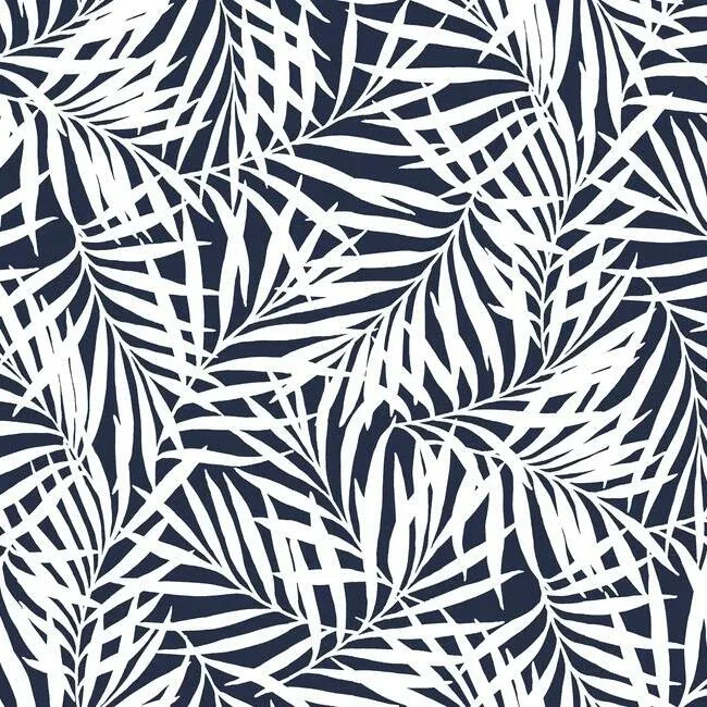 PSW1146RL | Oahu Fronds Blue Peel & Stick Wallpaper