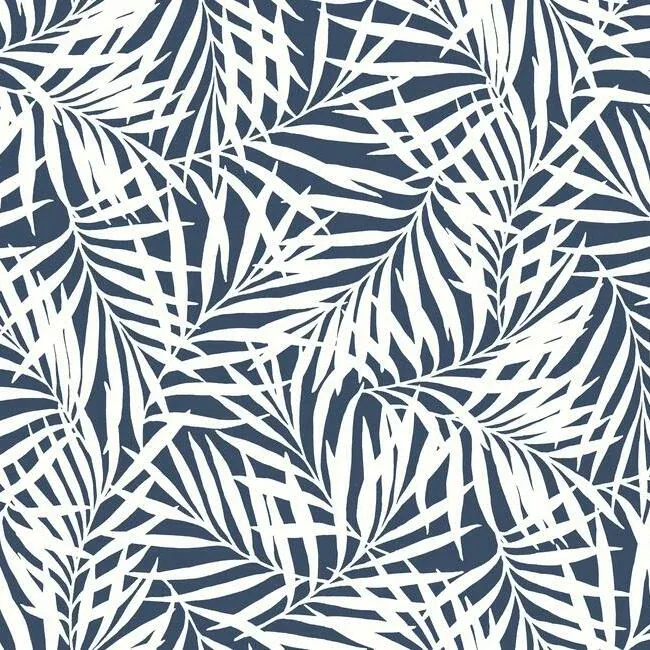 CV4432 | Oahu Fronds Navy & White Wallpaper