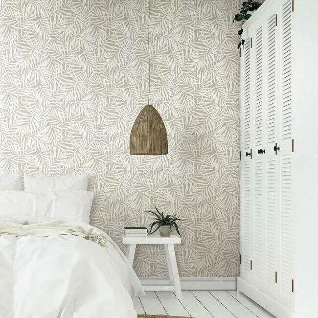 York Wallcoverings Oahu Fronds Off White Peel & Stick Wallpaper | Wallpaper Twins York Wallcoverings Oahu Fronds Off White Peel & Stick Wallpaper - SKU PSW1147RL