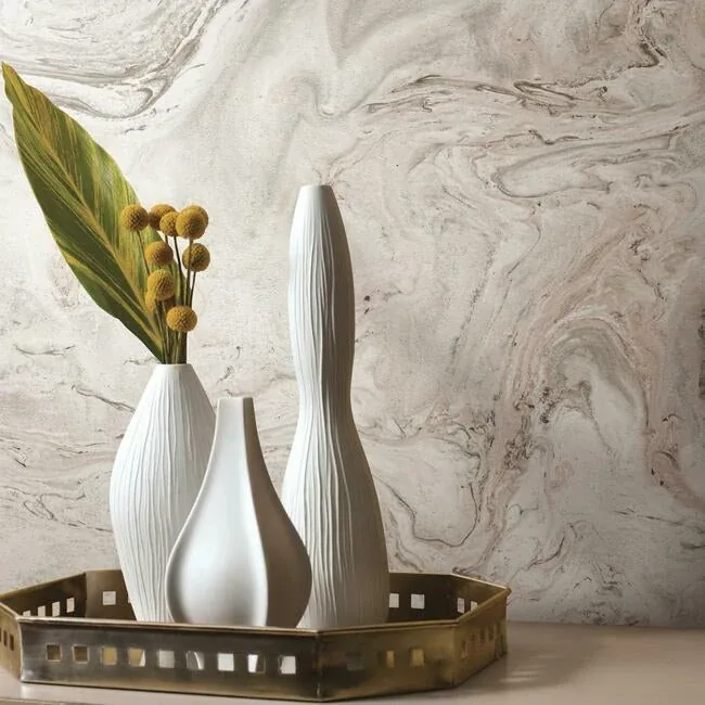 York Wallcoverings Oil & Marble Clay & Taupe Peel & Stick Wallpaper - SKU PSW1125RL