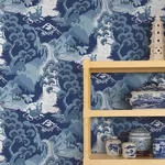 York Wallcoverings Old Peking Navy Blue Peel & Stick Wallpaper - SKU PSW1403RL