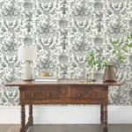 York Wallcoverings Old World Toile Black & White Wallpaper | Wallpaper Twins York Wallcoverings Old World Toile Black & White Wallpaper - SKU AT4237