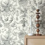 York Wallcoverings Old World Toile Black & White Wallpaper | Wallpaper Twins York Wallcoverings Old World Toile Black & White Wallpaper - SKU AT4237