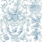 York Wallcoverings Old World Toile Blue & White Wallpaper - SKU AT4241