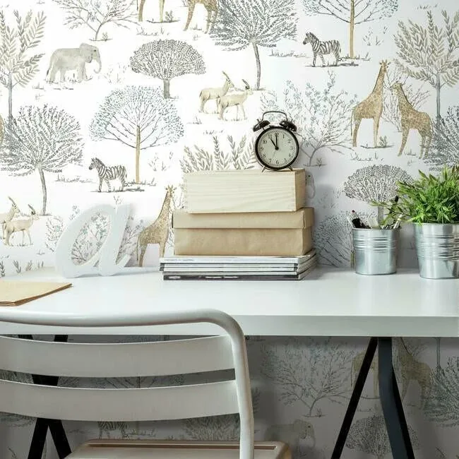 York Wallcoverings On the Savanna Neutral Peel & Stick Wallpaper - SKU PSW1212RL