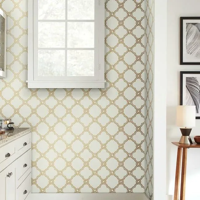 York Wallcoverings Open Trellis Gold Metallic Wallpaper - SKU SS2510