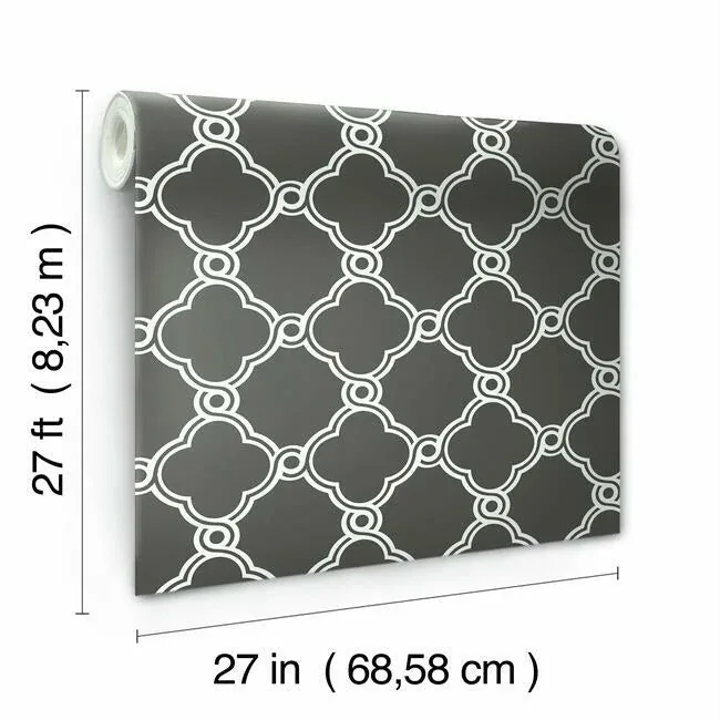 York Wallcoverings Open Trellis Grey Wallpaper - SKU AP7490