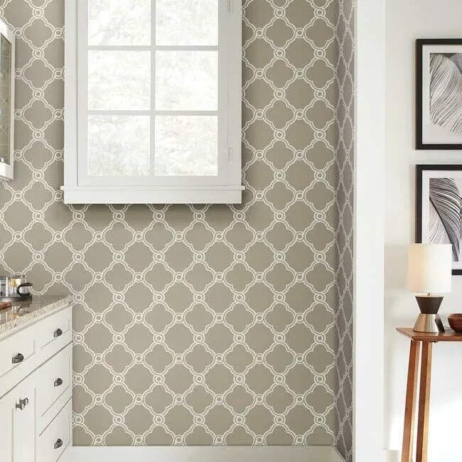 York Wallcoverings Open Trellis Taupe Wallpaper - SKU SS2508