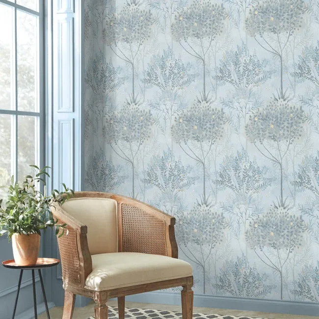 York Wallcoverings Orchard Blue & Grey Wallpaper - SKU MN1820