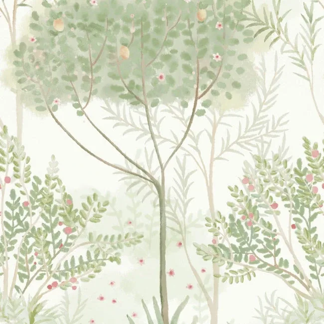 York Wallcoverings Orchard White & Green Wallpaper - SKU MN1822