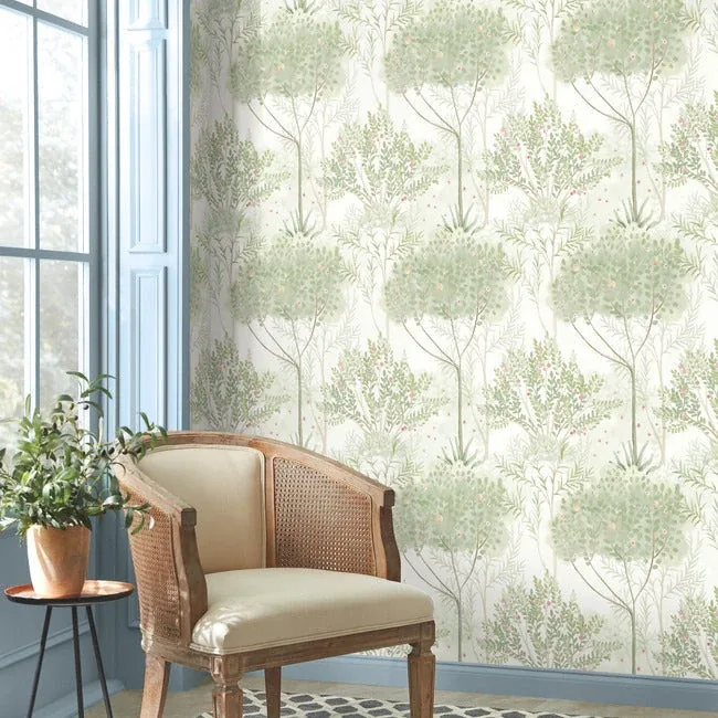 York Wallcoverings Orchard White & Green Wallpaper - SKU MN1822