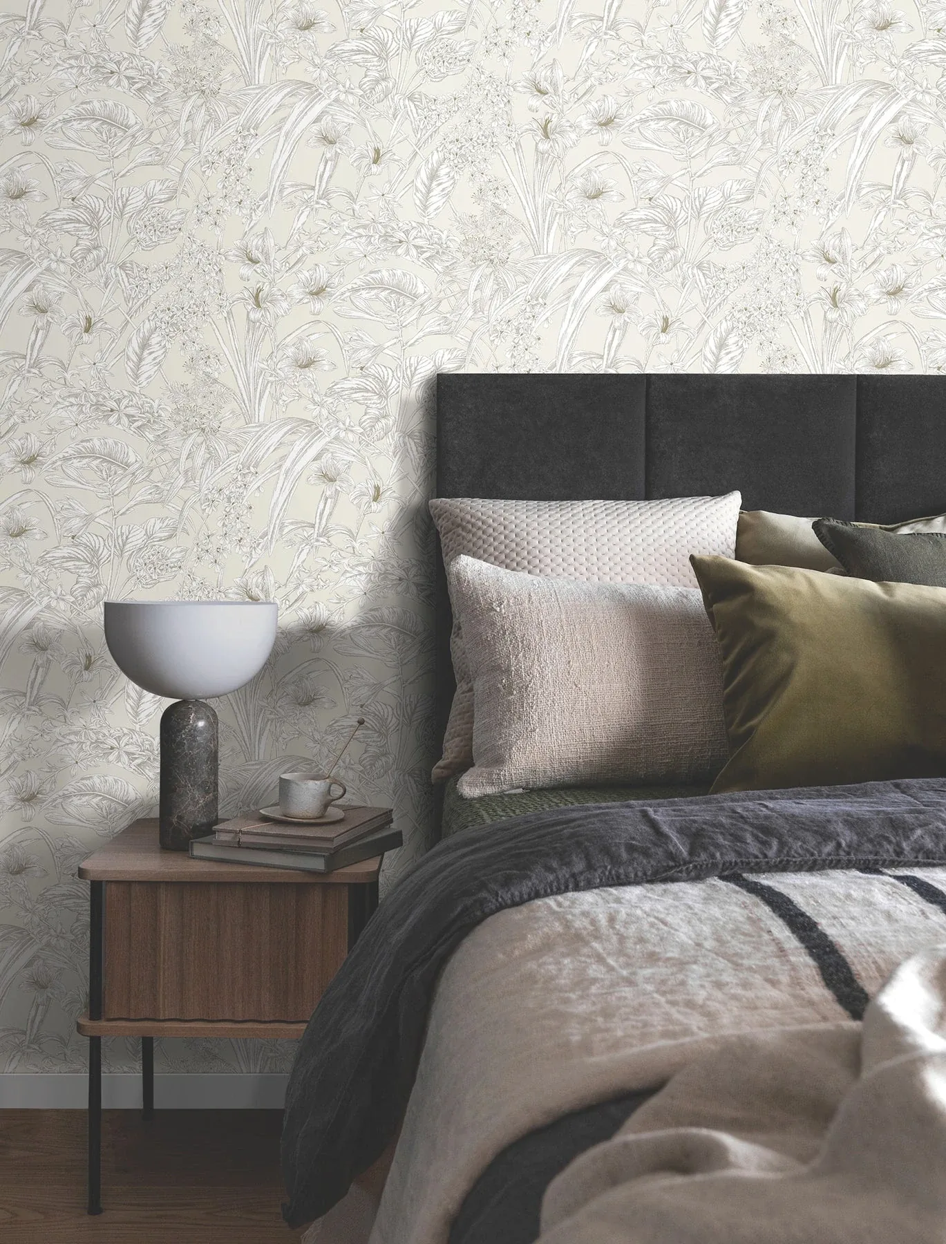 York Wallcoverings Orchid Conservatory Toile Beige & Taupe Wallpaper - SKU RT7883