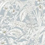 York Wallcoverings Orchid Conservatory Toile Blue & Taupe Wallpaper - SKU RT7884