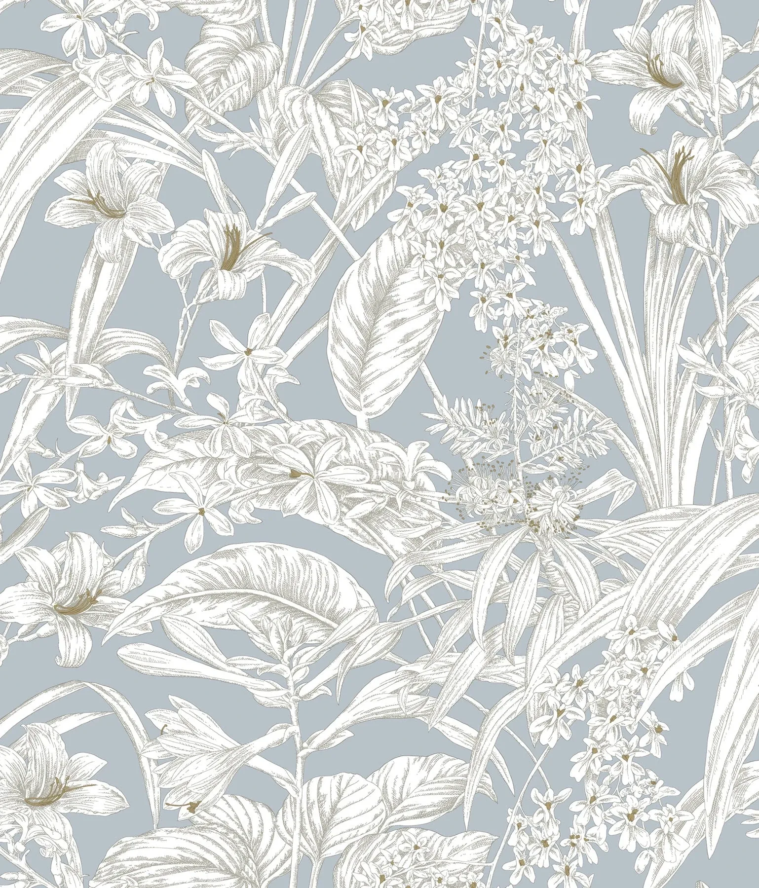 RT7884 | Orchid Conservatory Toile Blue & Taupe Wallpaper