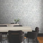 York Wallcoverings Orchid Conservatory Toile Blue & Taupe Wallpaper - SKU RT7884