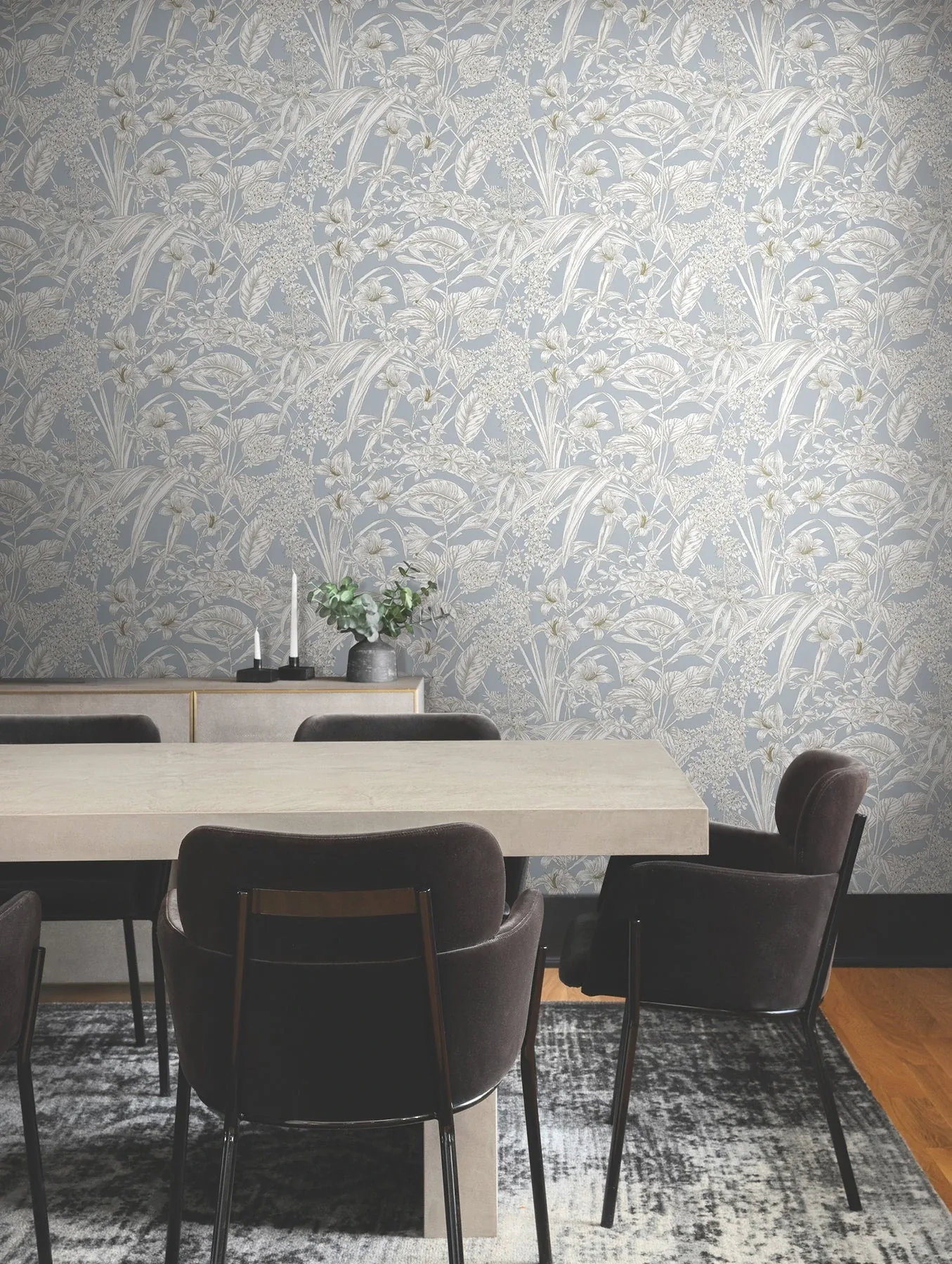 York Wallcoverings Orchid Conservatory Toile Blue & Taupe Wallpaper - SKU RT7884