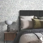 York Wallcoverings Orchid Conservatory Toile Blue & Taupe Wallpaper - SKU RT7884