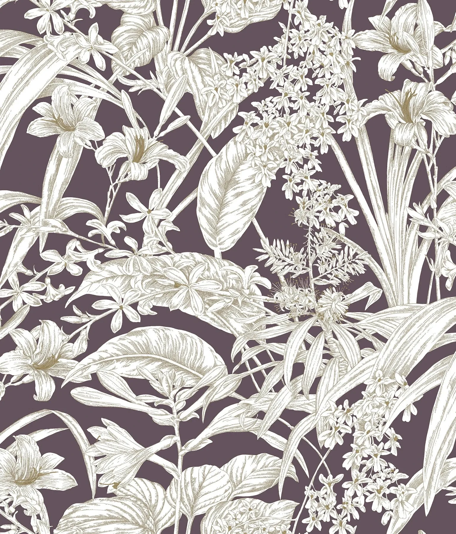 RT7881 | Orchid Conservatory Toile Mulberry Wallpaper