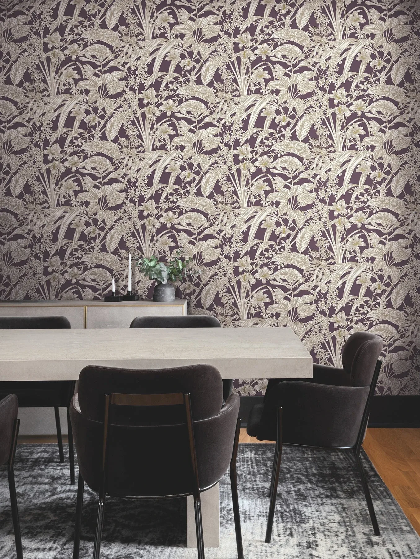 York Wallcoverings Orchid Conservatory Toile Mulberry Wallpaper - SKU RT7881