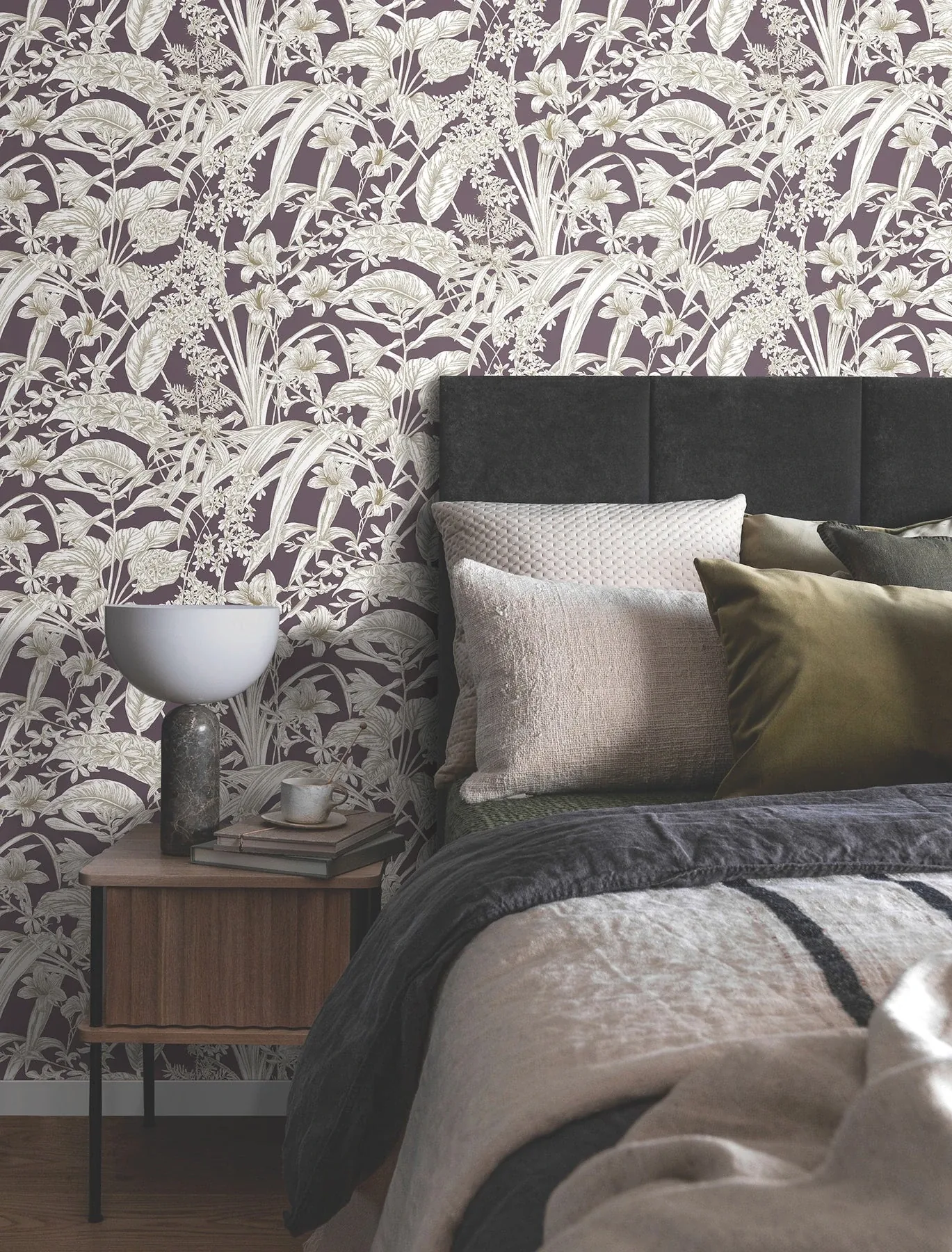York Wallcoverings Orchid Conservatory Toile Mulberry Wallpaper - SKU RT7881