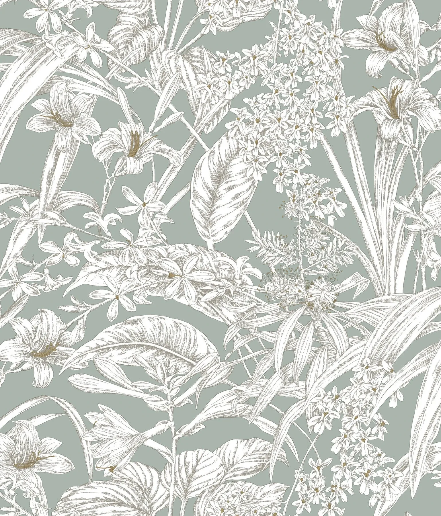York Wallcoverings Orchid Conservatory Toile Seamist & Taupe Wallpaper - SKU RT7882