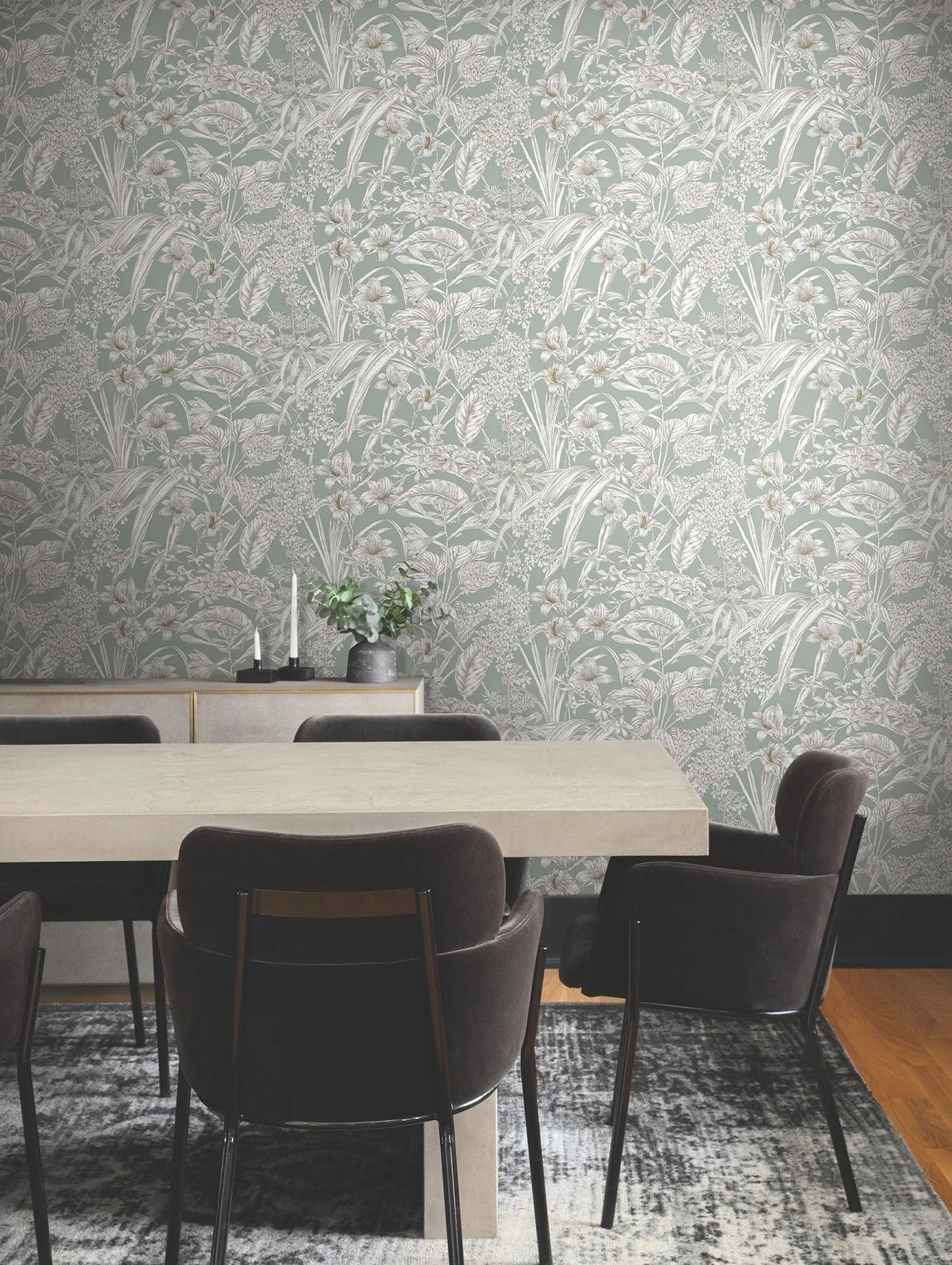 York Wallcoverings Orchid Conservatory Toile Seamist & Taupe Wallpaper - SKU RT7882