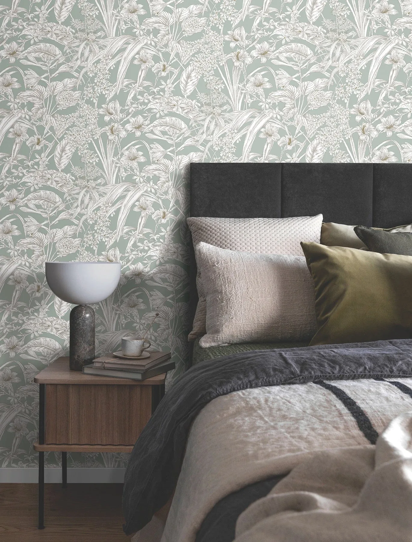 York Wallcoverings Orchid Conservatory Toile Seamist & Taupe Wallpaper - SKU RT7882