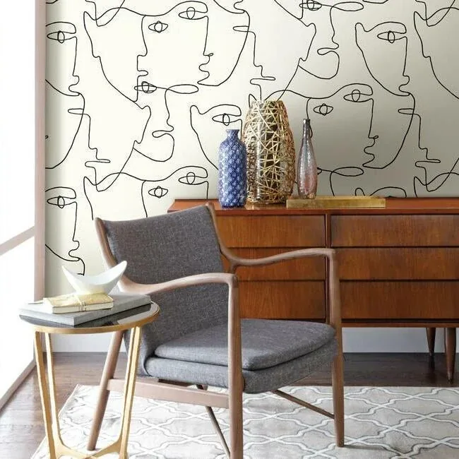York Wallcoverings Pablo Portraits Black Peel & Stick Wallpaper - SKU PSW1053RL