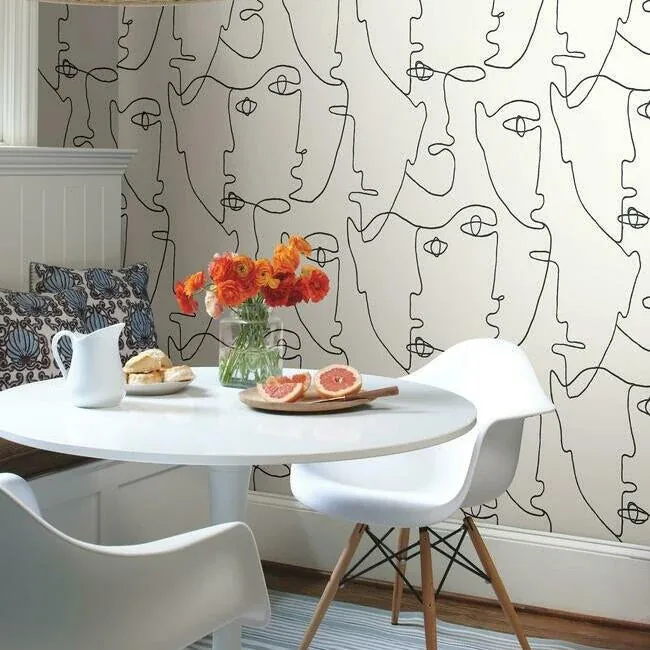 York Wallcoverings Pablo Portraits Black Peel & Stick Wallpaper - SKU PSW1053RL