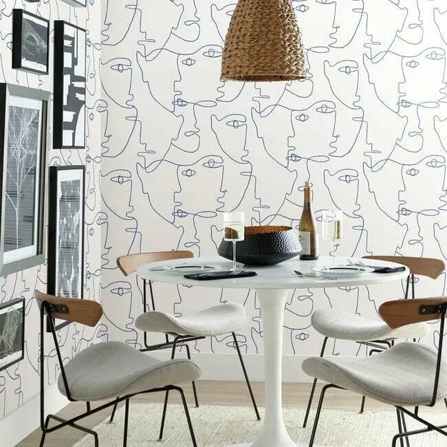 York Wallcoverings Pablo Portraits Blue Peel & Stick Wallpaper - SKU PSW1214RL