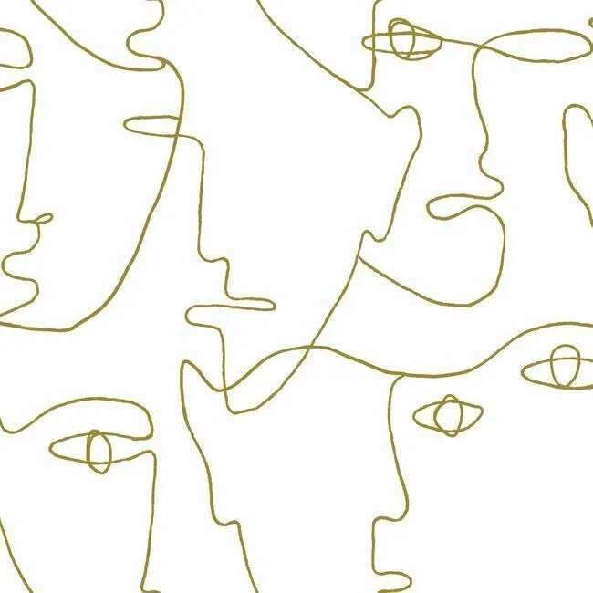 PSW1054RL | Pablo Portraits Gold Metallic Peel & Stick Wallpaper