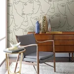 York Wallcoverings Pablo Portraits Linen & Charcoal Peel & Stick Wallpaper - SKU PSW1055RL